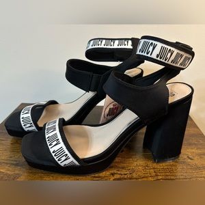 Juicy Couture Womens JUICY GLISSA BLACK High Heeled Ankle Strap Sandal s…